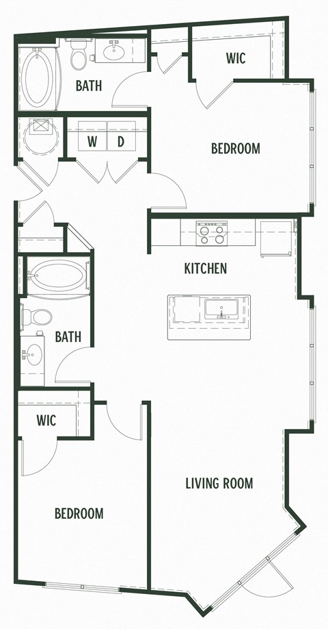 Sweetgum Floorplan with 1,041 Sq. Ft. at Arcadia Decatur, Decatur, GA